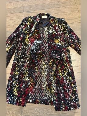 ba&sh Multicolor Bouclé Knit Cardigan in Black, Red, Yellow, White